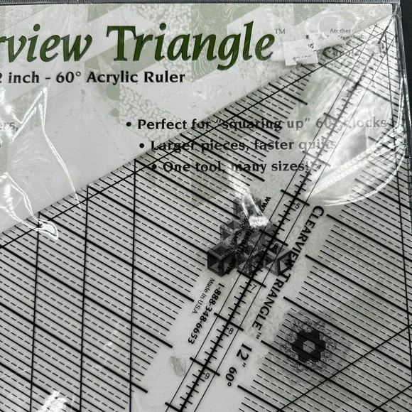 Alicia's Attic Clearview Triangle 12 Inch 60 Degree Acrylic Quilting Ruler NEW - Picture 3 of 7